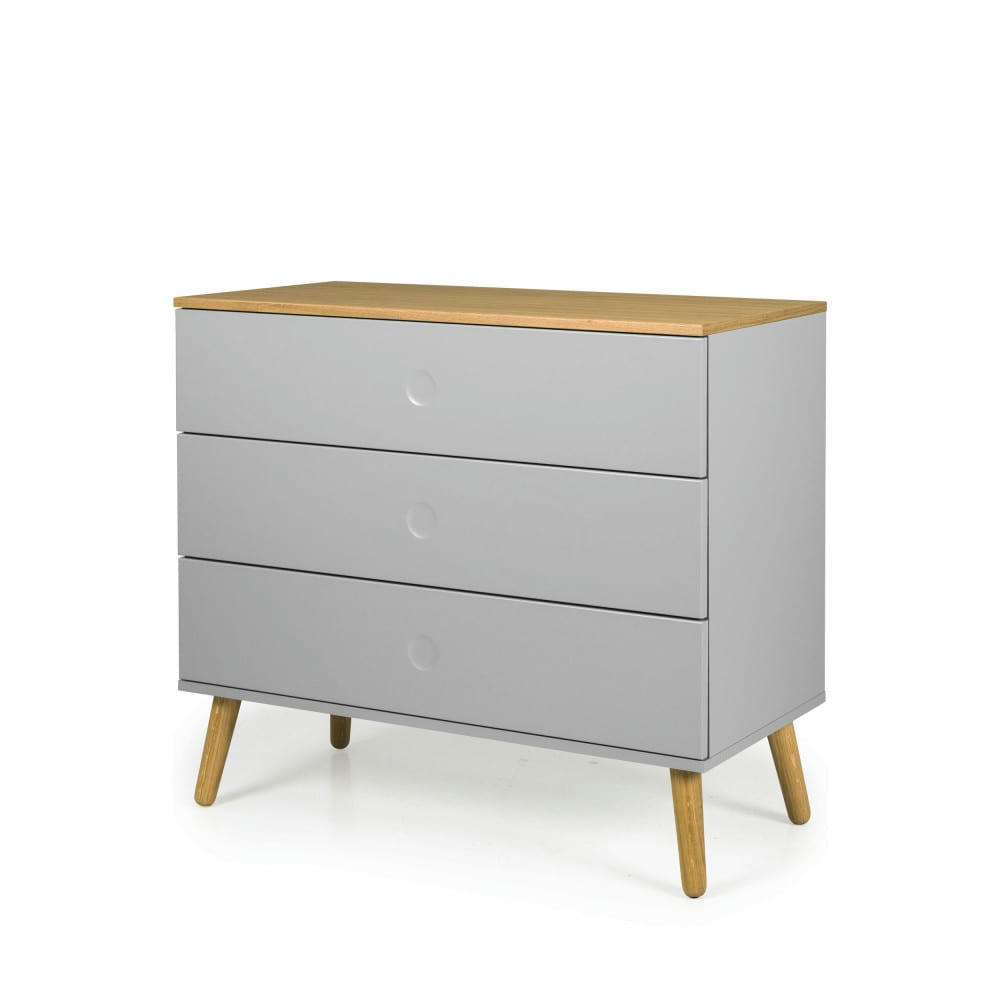 DOT - Commode en bois 3 tiroirs L90cm gris clair