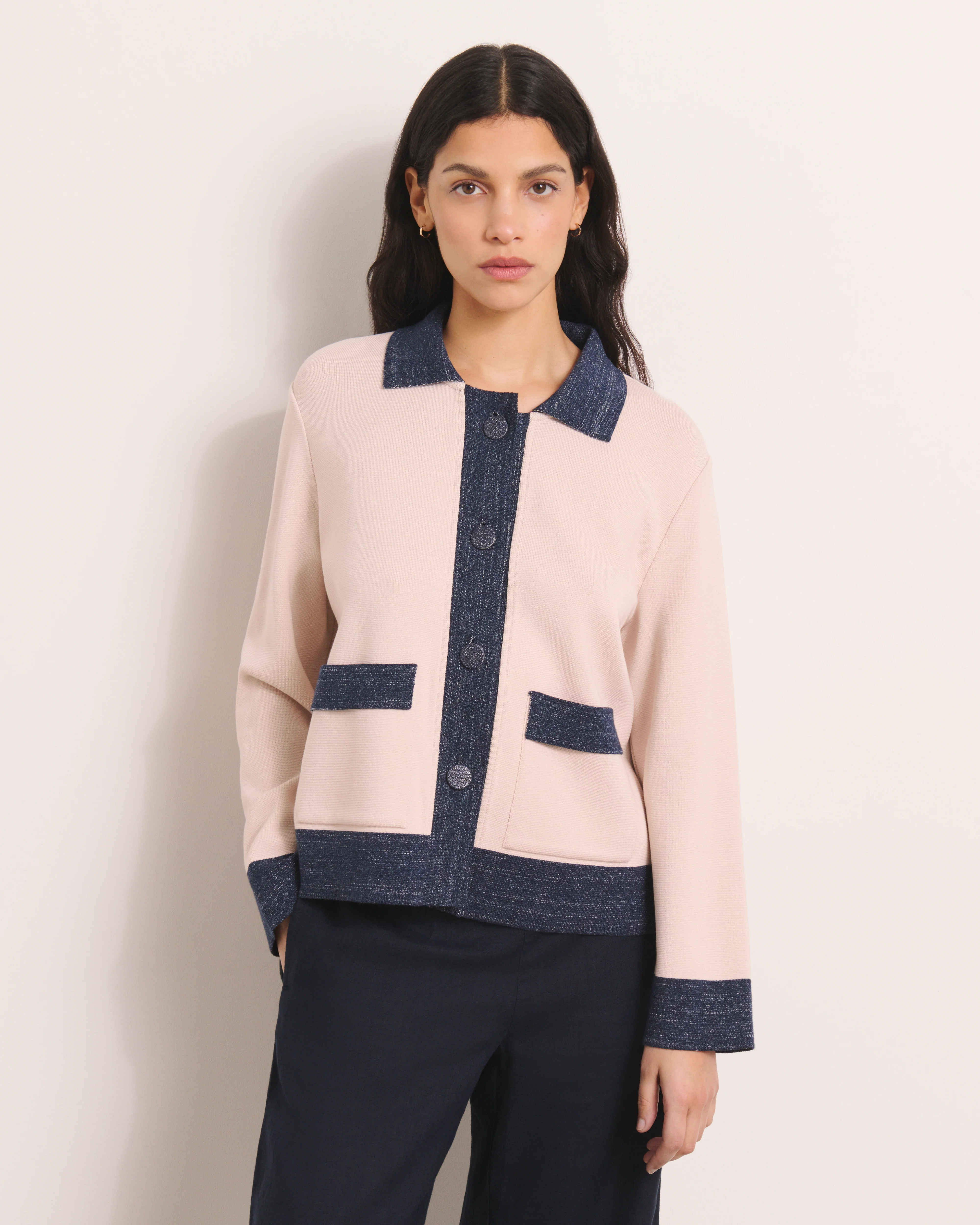 Veste beige en maille milano stretch VIVIENNE13-BI/13001/781