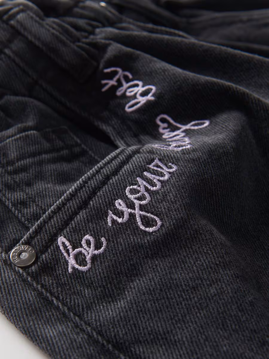 Denim Shorts With Embroidery Detailing