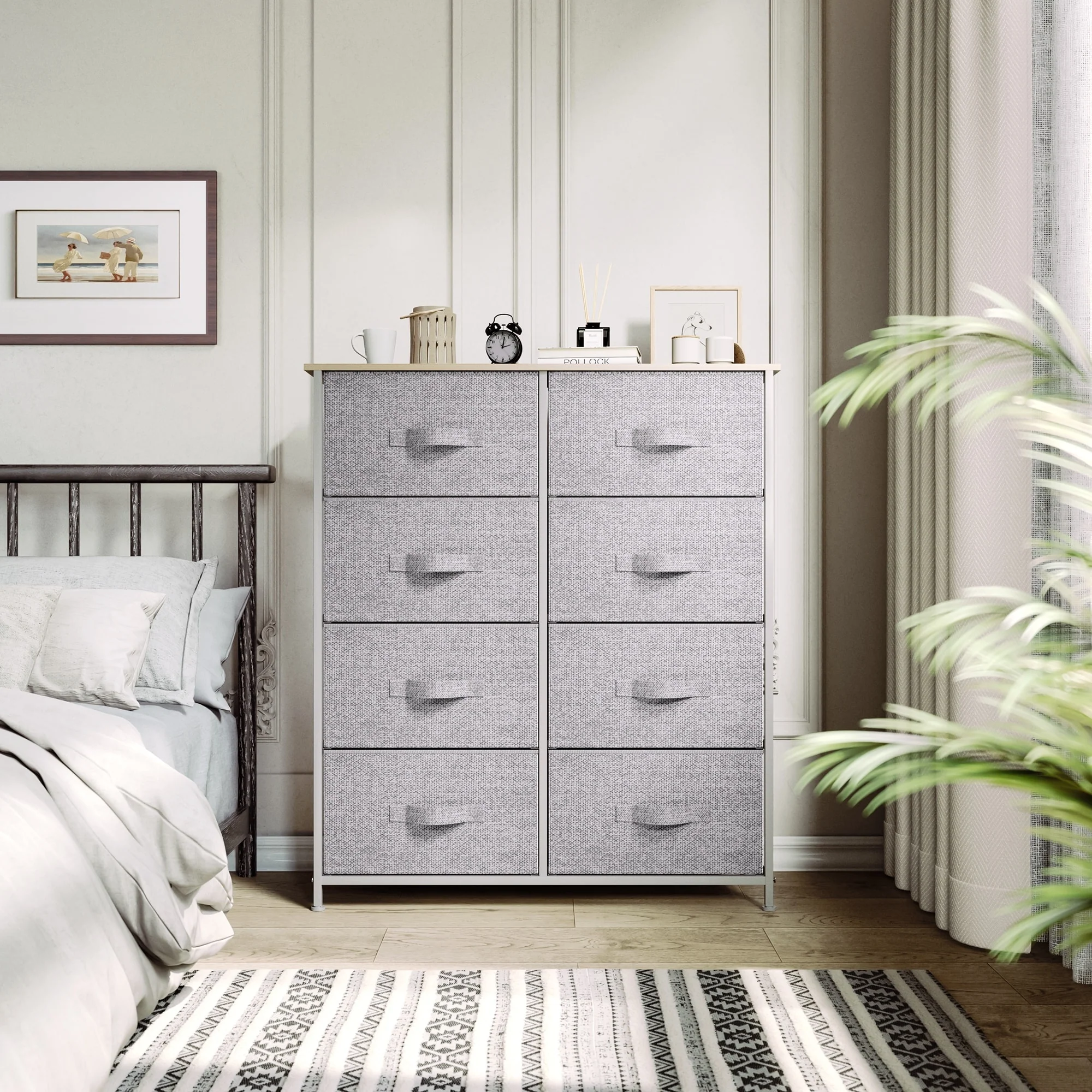 Modern 8-drawers Vertical Fabric Dresser Bedroom Storage Tower