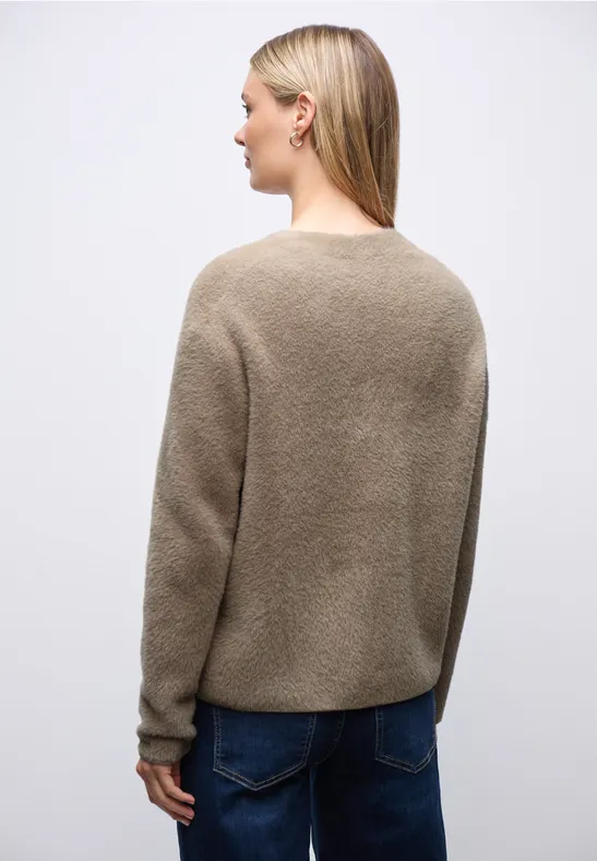 Offener Federgarn-Cardigan