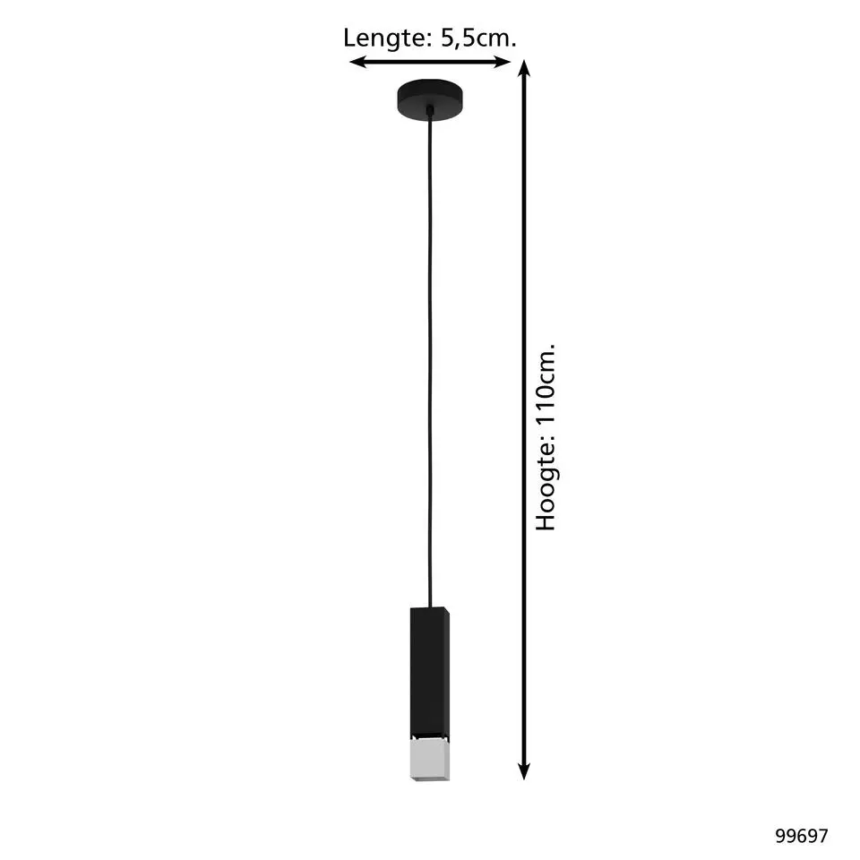 EGLO Butrano Hanglamp - GU10 - Staal - Zwart/Zilver