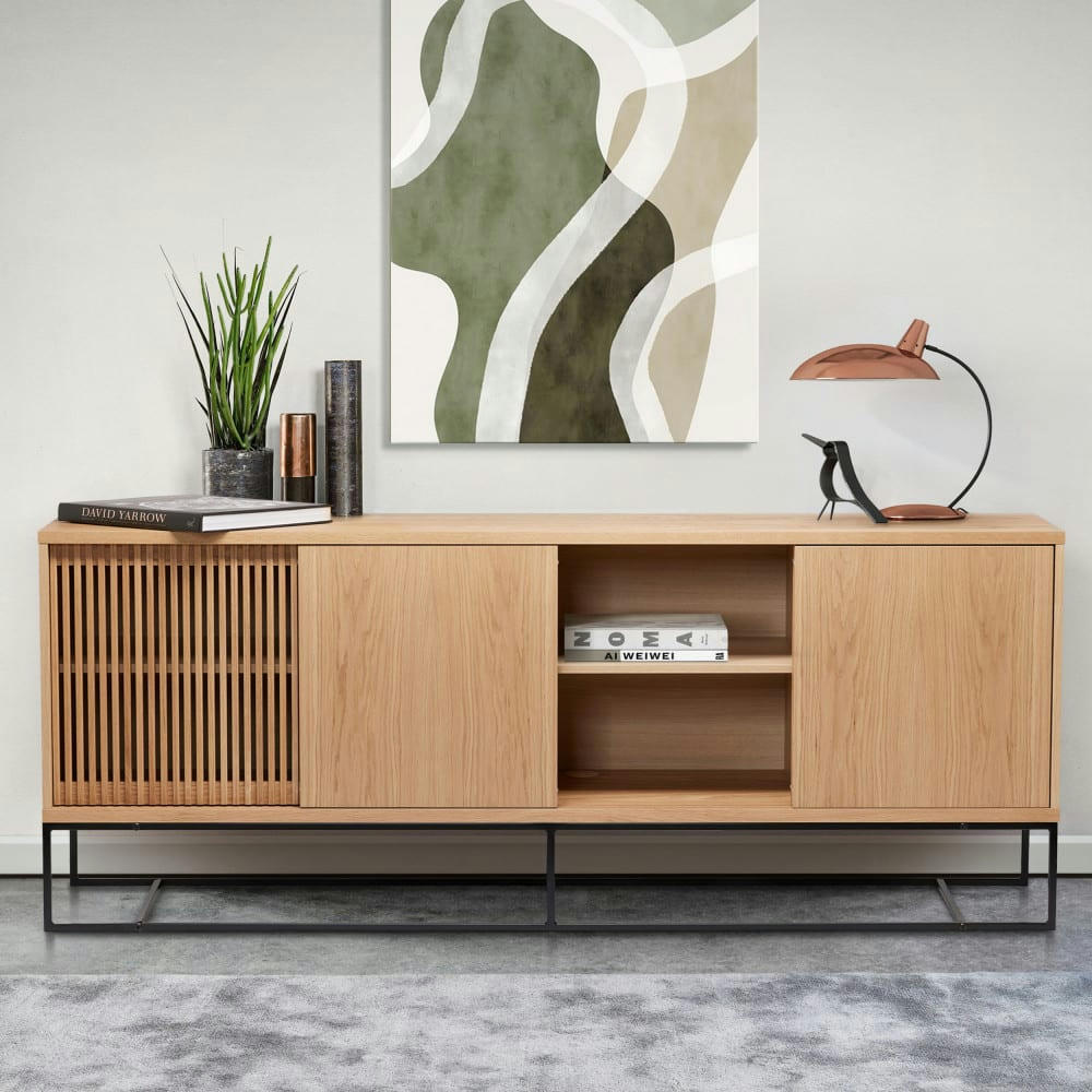 ENDE - Buffet 4 portes en bois L188cm bois clair