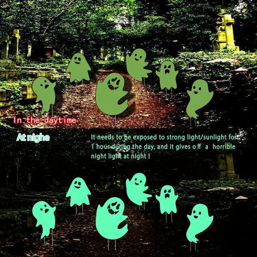 NNETM 6pcs Glowing Ghost Garden Stake
