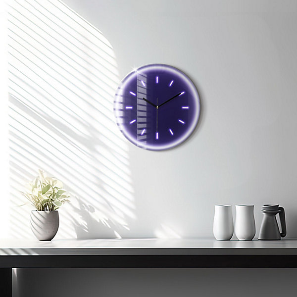 Horloge murale Wallfluent fi30 cm Aiguilles noires Traits néon 1 pcs