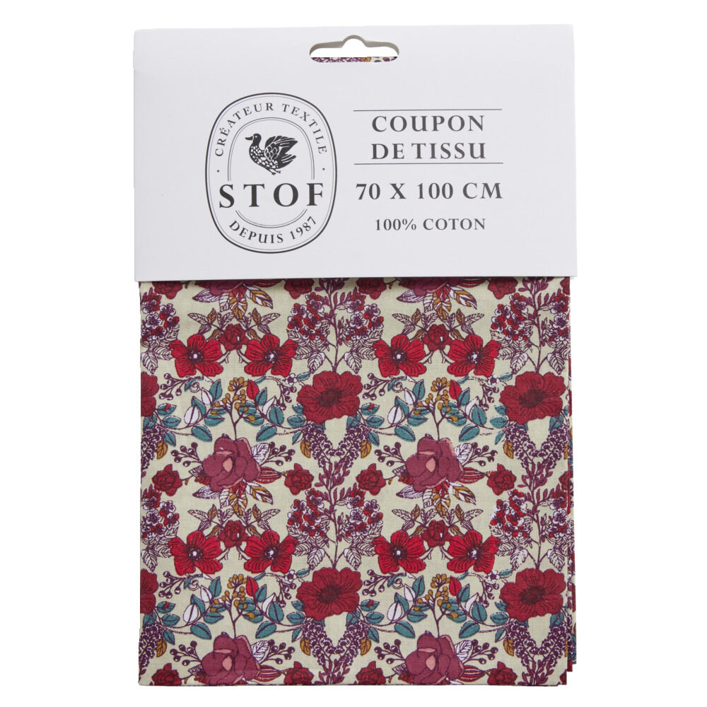 Coupon tissu imprimé Madison 70x100cm coton multicolore
