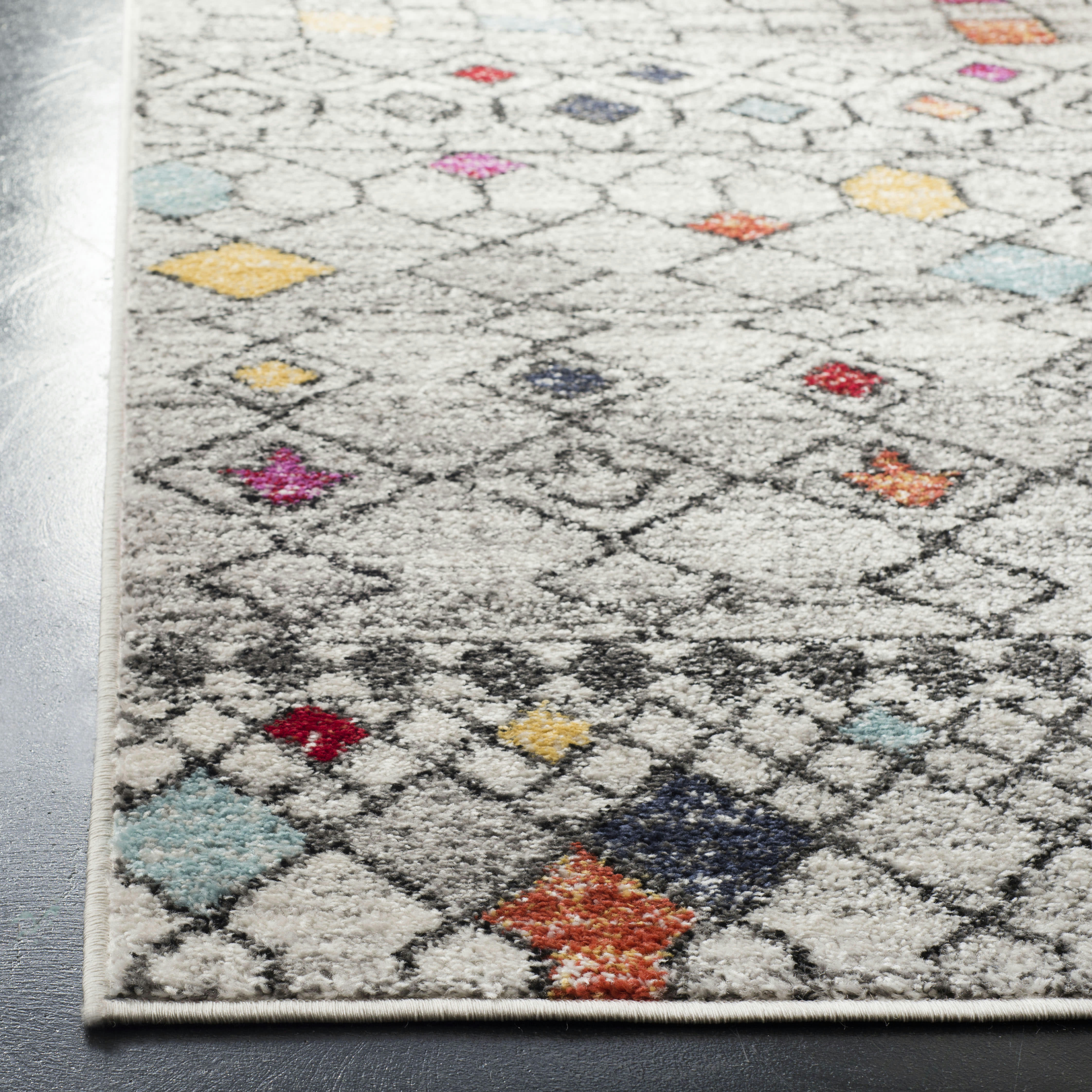 ADIRONDACK - Tapis de salon interieur en gris clair & fuchsia, 155 x 229 cm