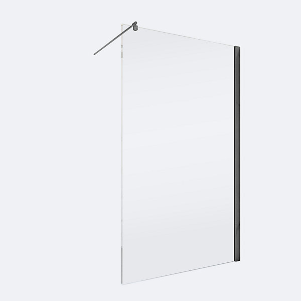 Paroi de douche à l'italienne l.100xH.200cm, Walk In, verre transparent anticalcaire 6mm, profilé gun metal, Schulte NewStyle