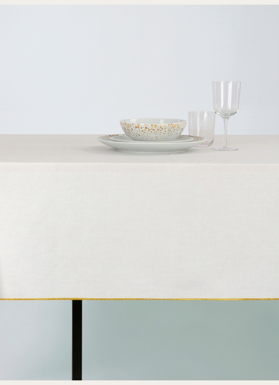 NAPPE COTON ET LIN FINITION BOURDON GRAND FORMAT BLANC/ OR