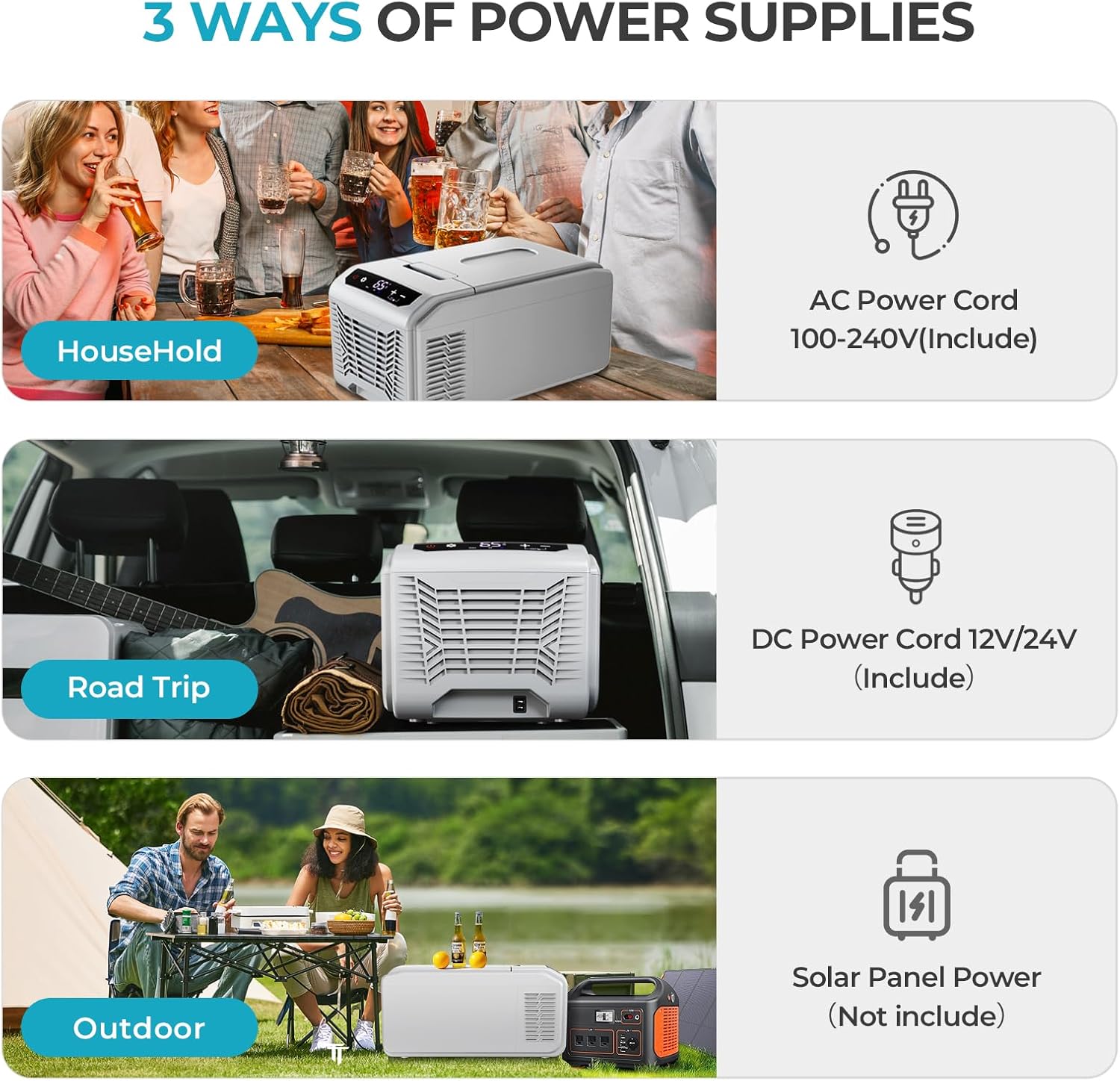 Electactic 12 Volt Electric Cooler, 15.79QT(15L) Car Fridge, Portable Refrigerator with Intelligent Control Panel, 12V Cooler -4℉~68℉, Portable Freezer AC/DC for Camping, Travel, Truck