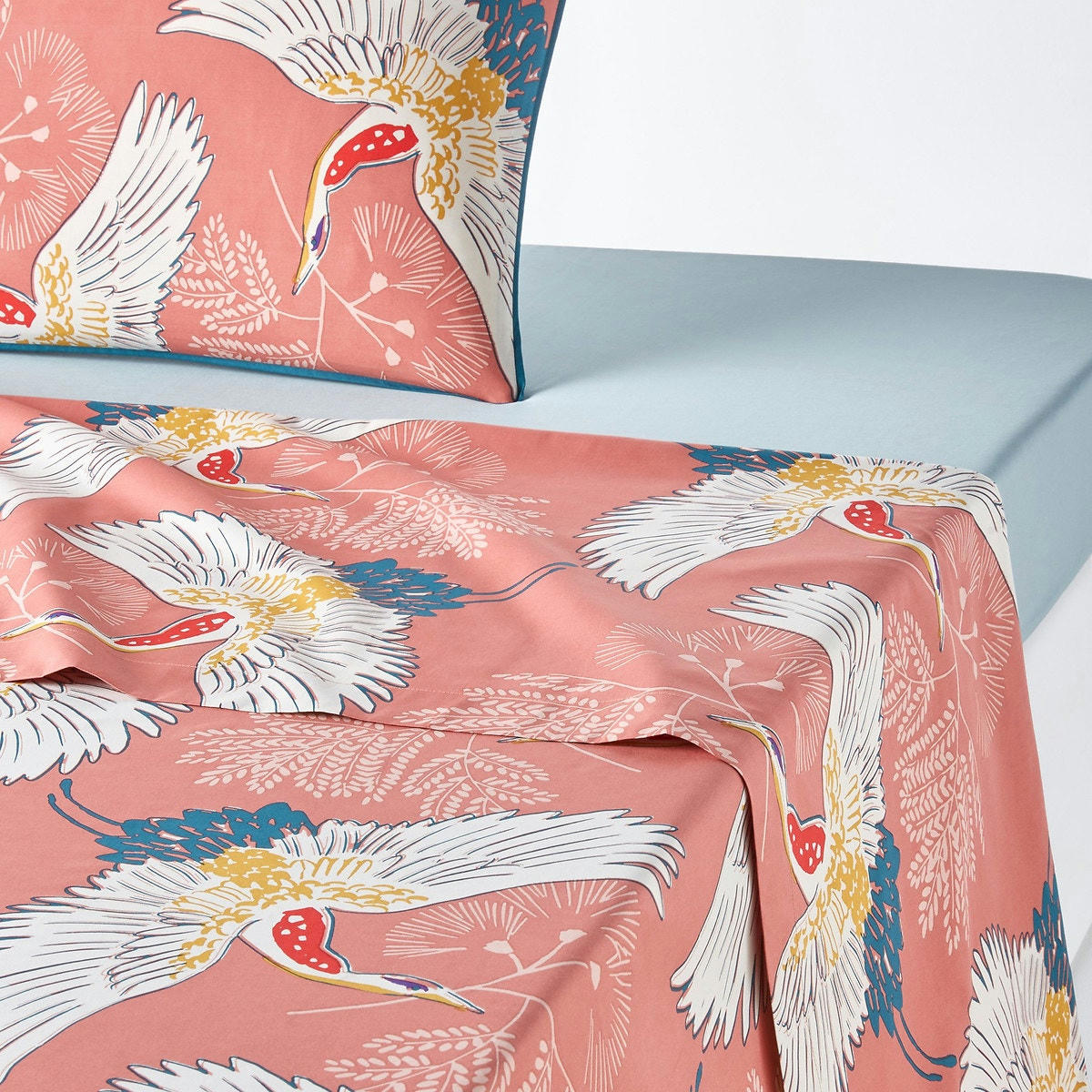 Drap plat en percale de coton, Grues