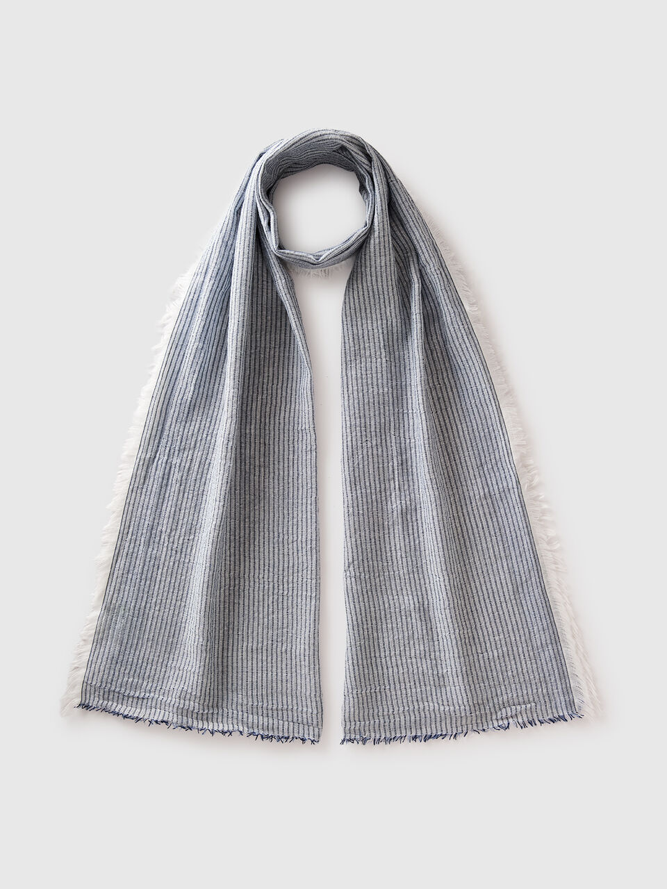 Striped linen blend scarf