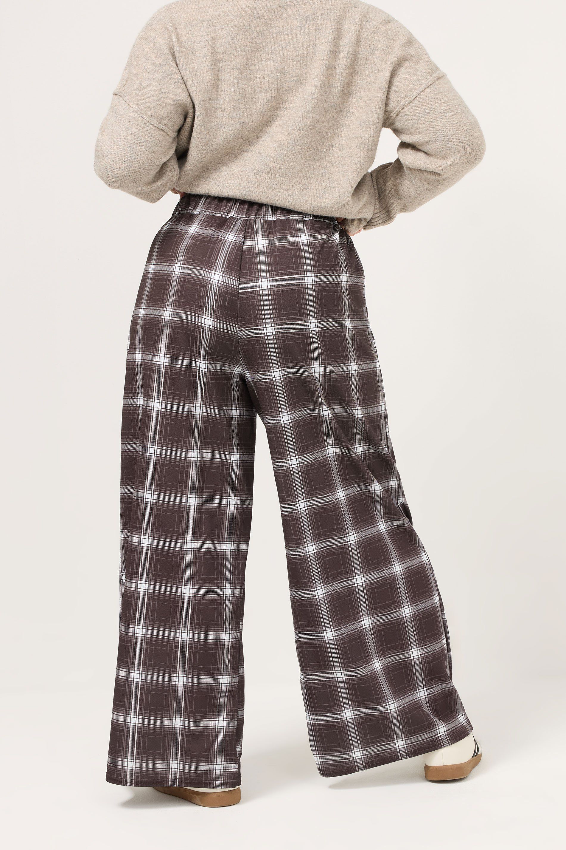 Yours Check Crepe Wide Leg Trousers