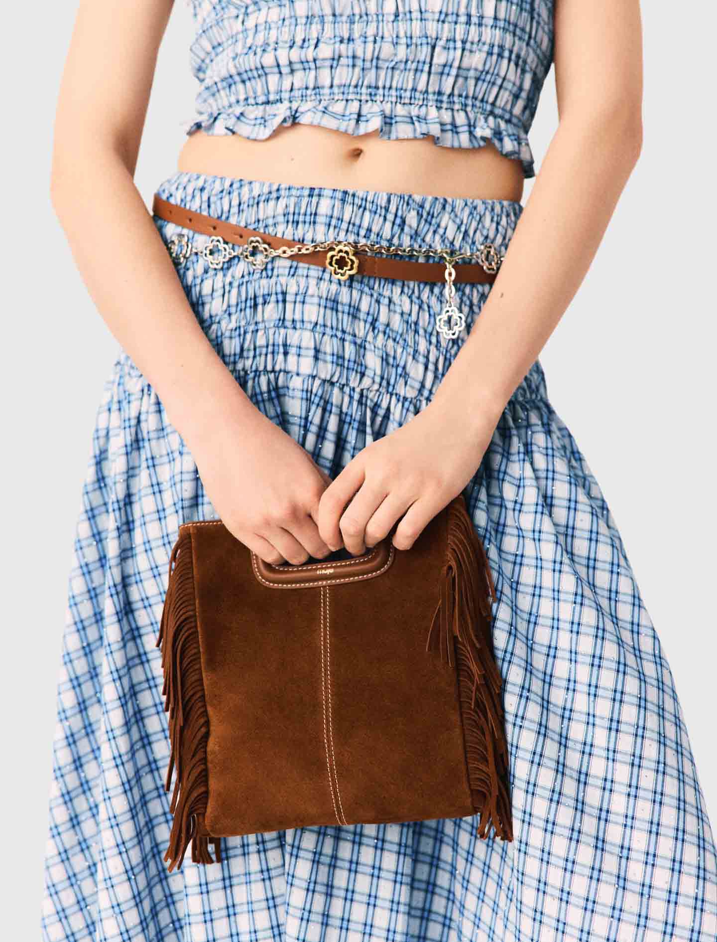 Sac M en suède surpiquée
