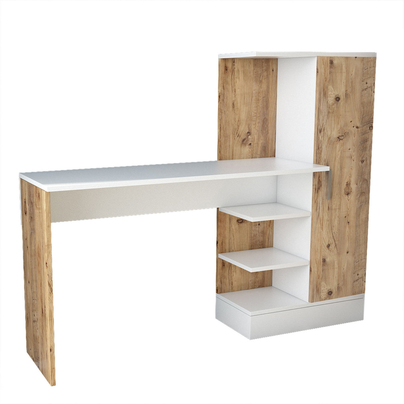 Giga Meubel - Bureau Naturel Wit Hout - 152x40x120cm - Nurhak
