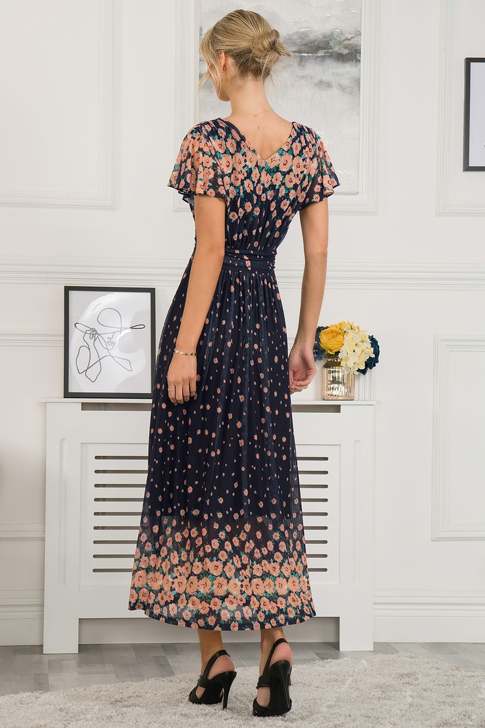Jolie Moi Mably Mirror Print Maxi Mesh Dress