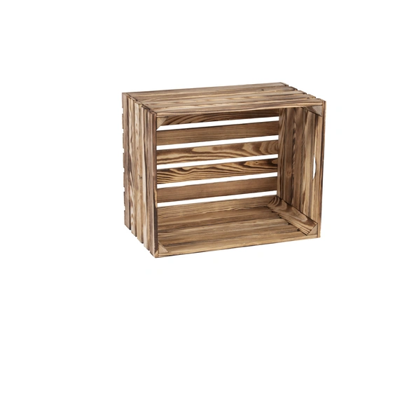 Holzkiste, BxHxL: 40 x 30 x 50 cm, braun-geflammt