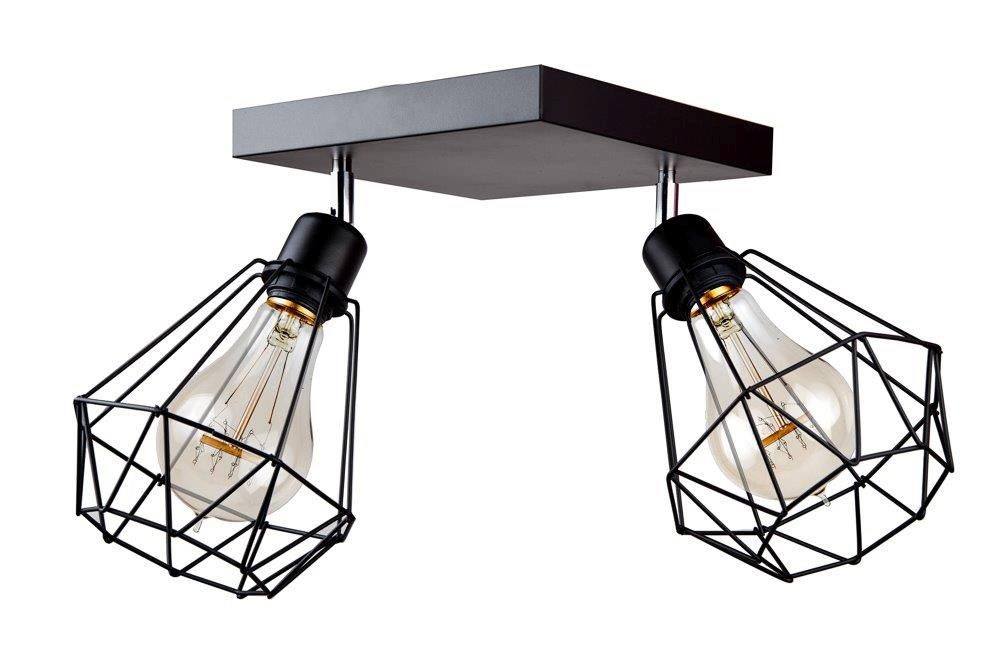 Nowoczesna lampa sufitowa Diamante Soffitto czarna metal 2xE27 regulowane
