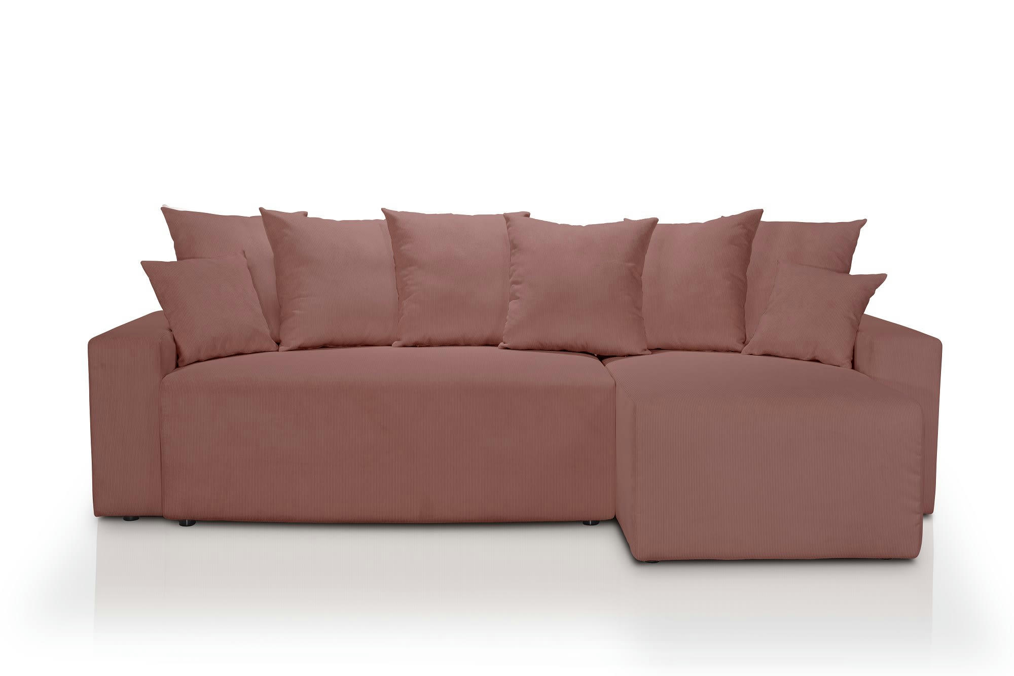 ARTHUR - Canapé angle convertible 3 places  en velours côtelé terracotta