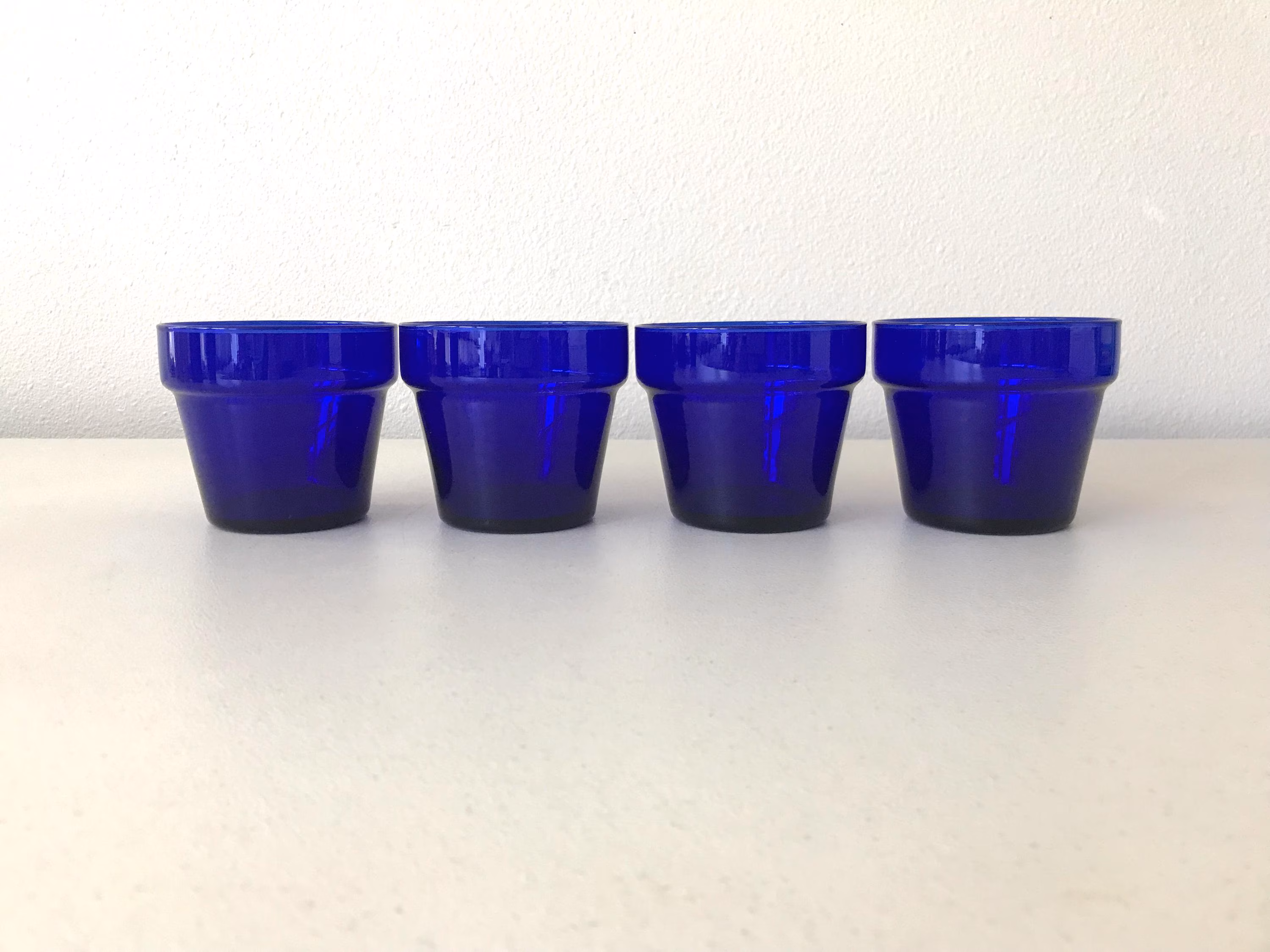 Cobalt Blue Glass Planters - Indoor Plant Pots, Set of 4