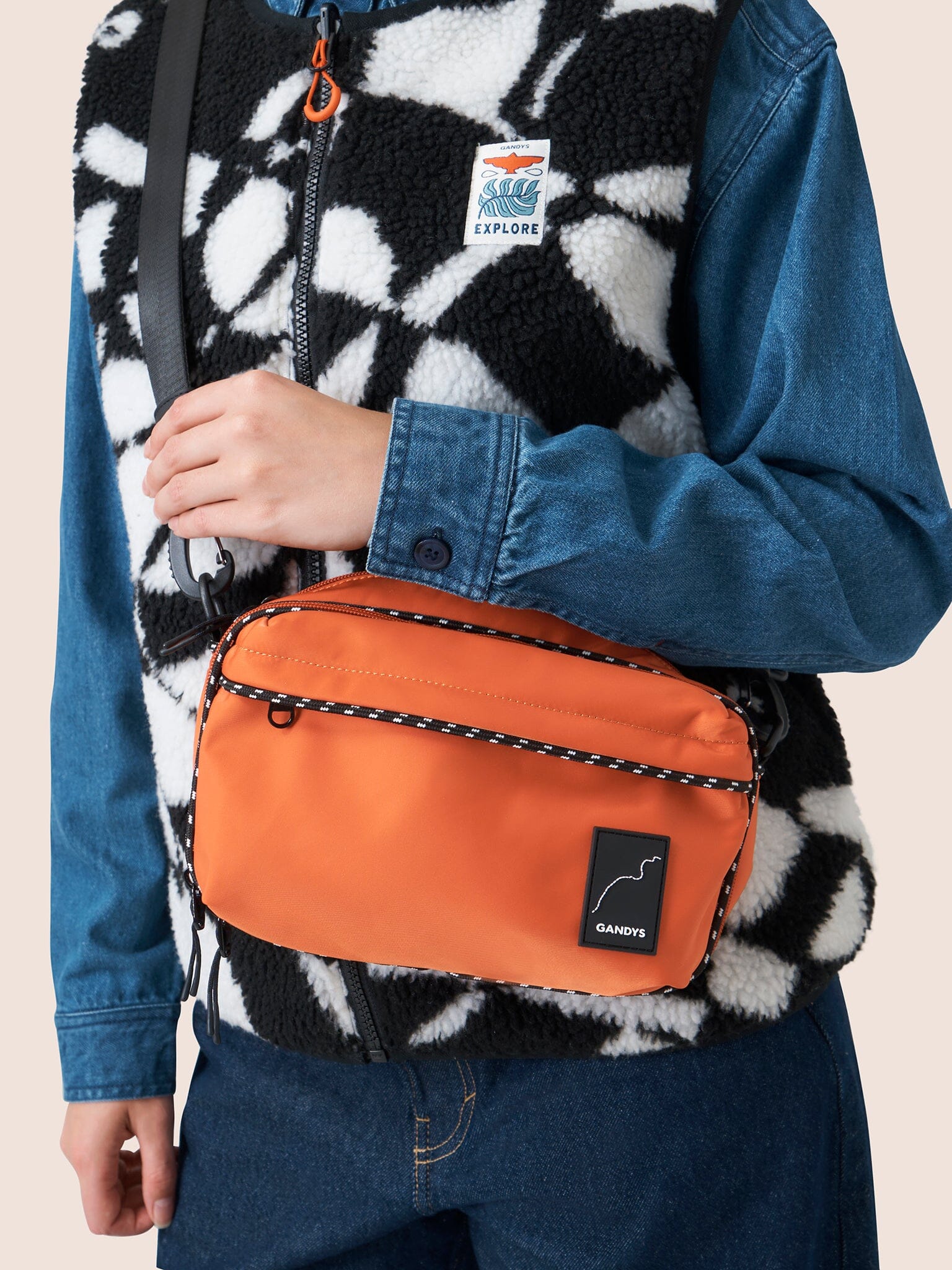 Urban Trek Recycled Modular Crossbody Bag in Orange