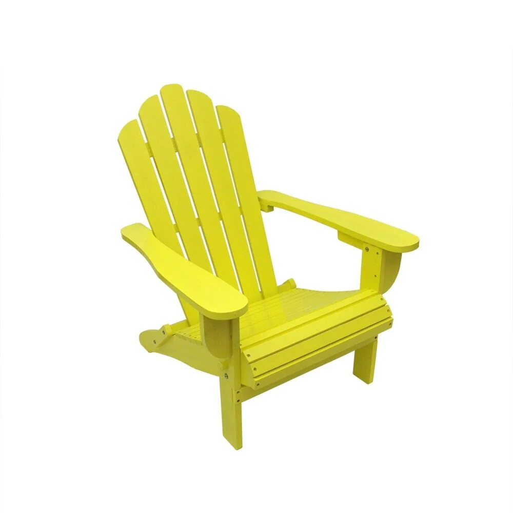 37.5 Yellow Wood Folding Outdoor Patio Adirondack Chair