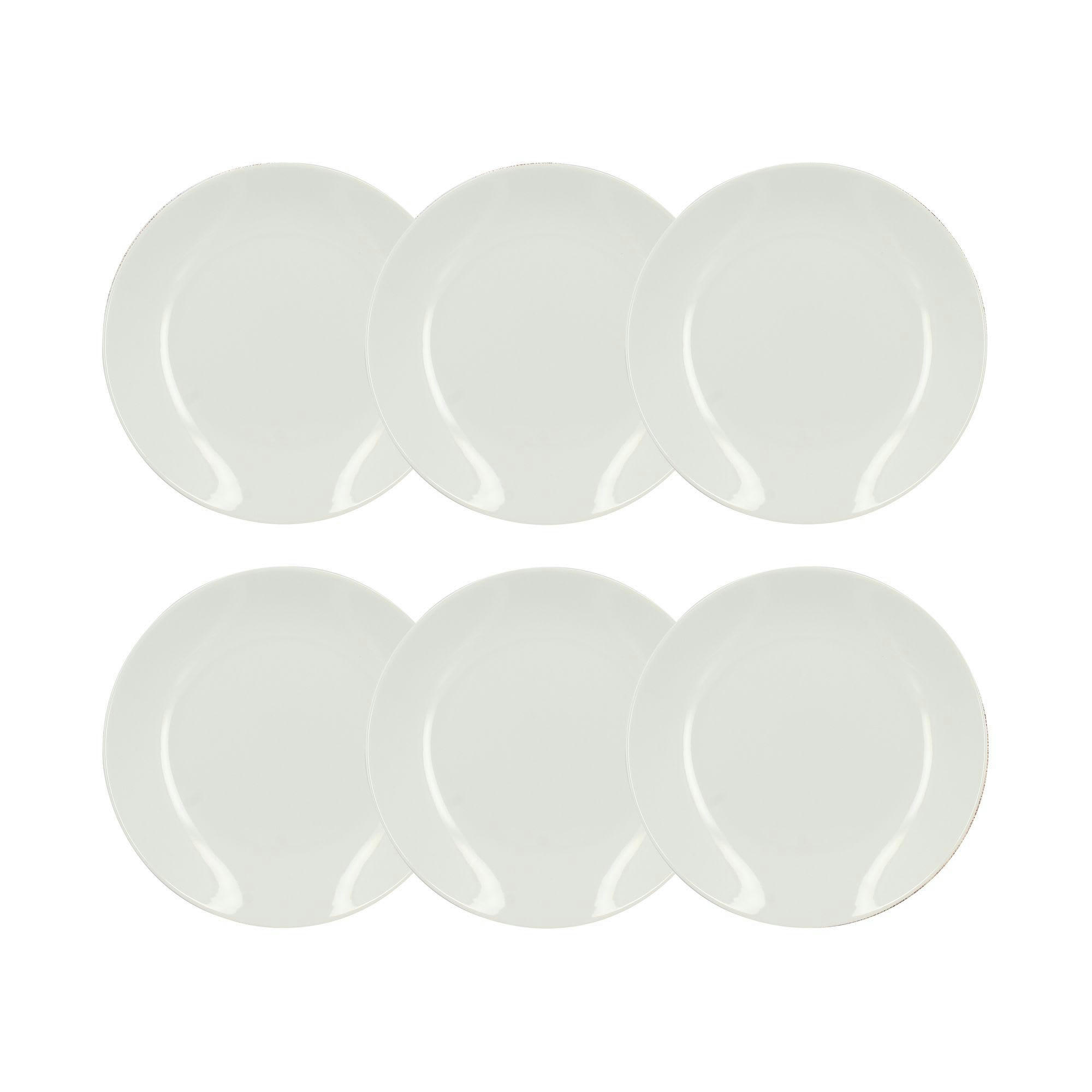 METROPOLITAN - Lot de 6 assiettes à dessert en porcelaine blanche 21cm