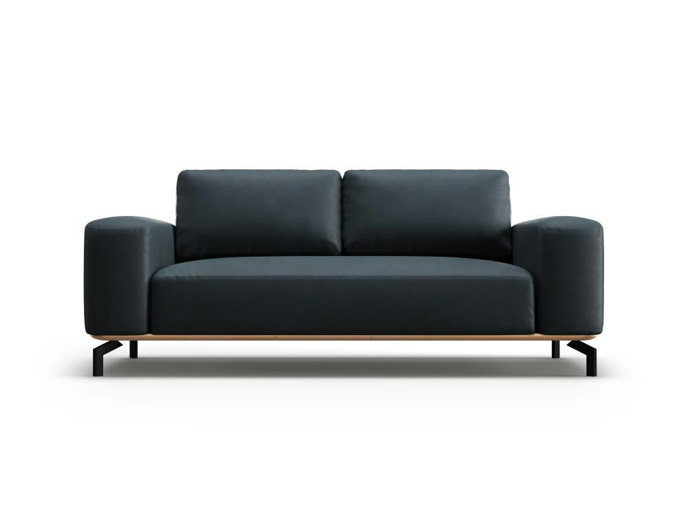MARC - Canapé 2 places en cuir bleu