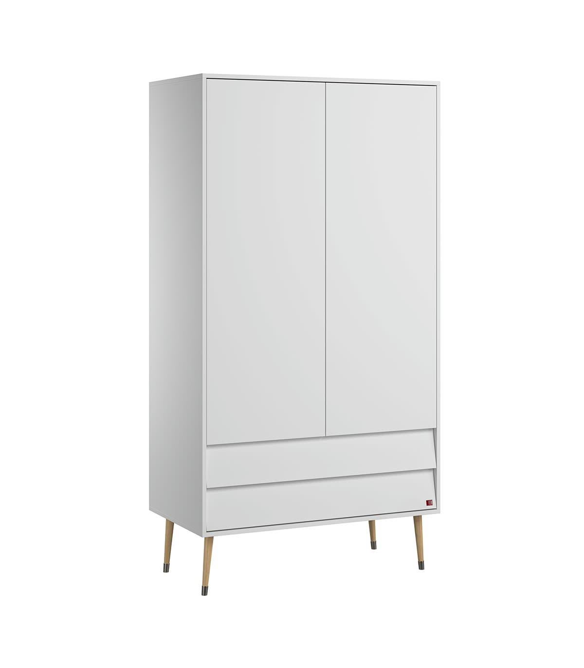 BOSQUE - Armoire 2 Portes 2 Tiroirs avec Penderie -  L100 x H191 cm