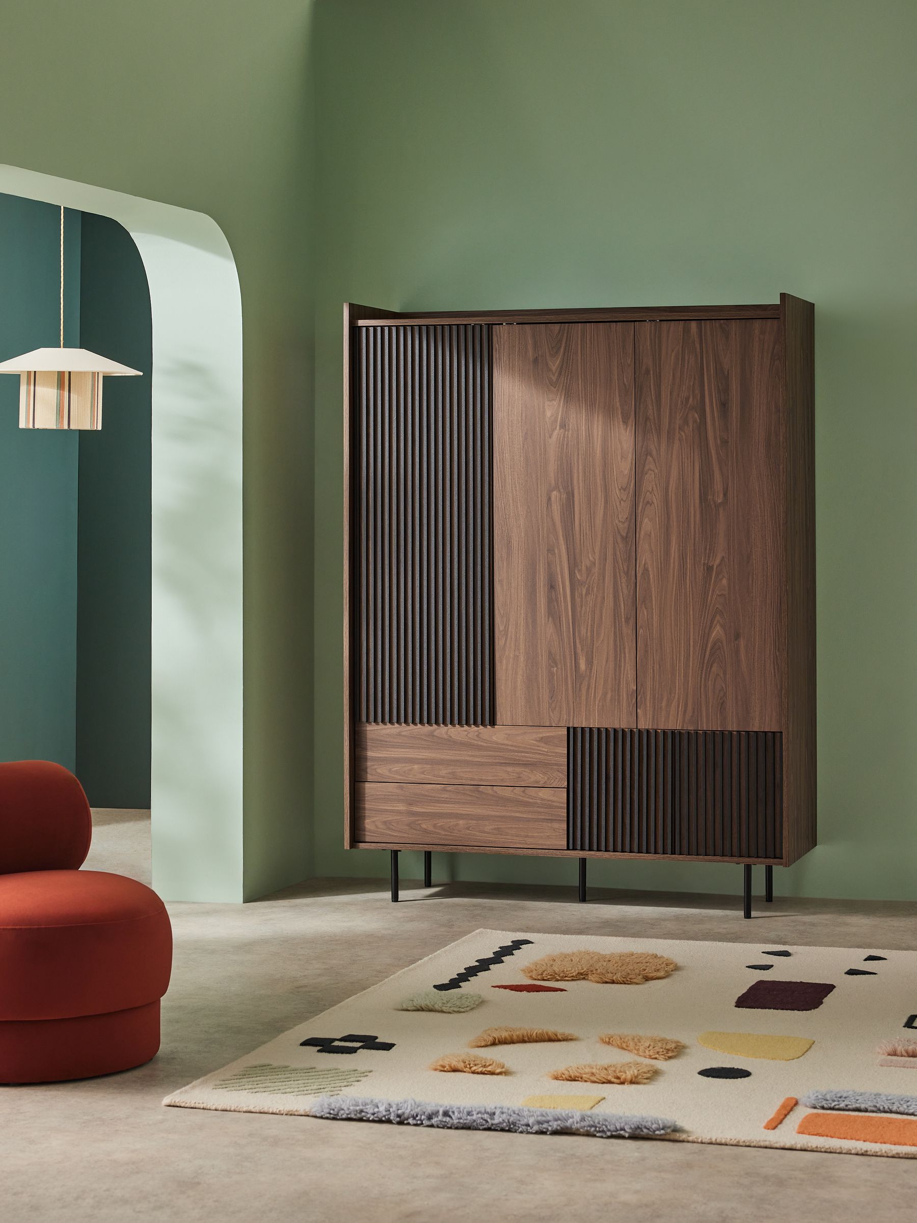 Blaze Triple, 3 drawers Wardrobe in Dark Walnut Effect