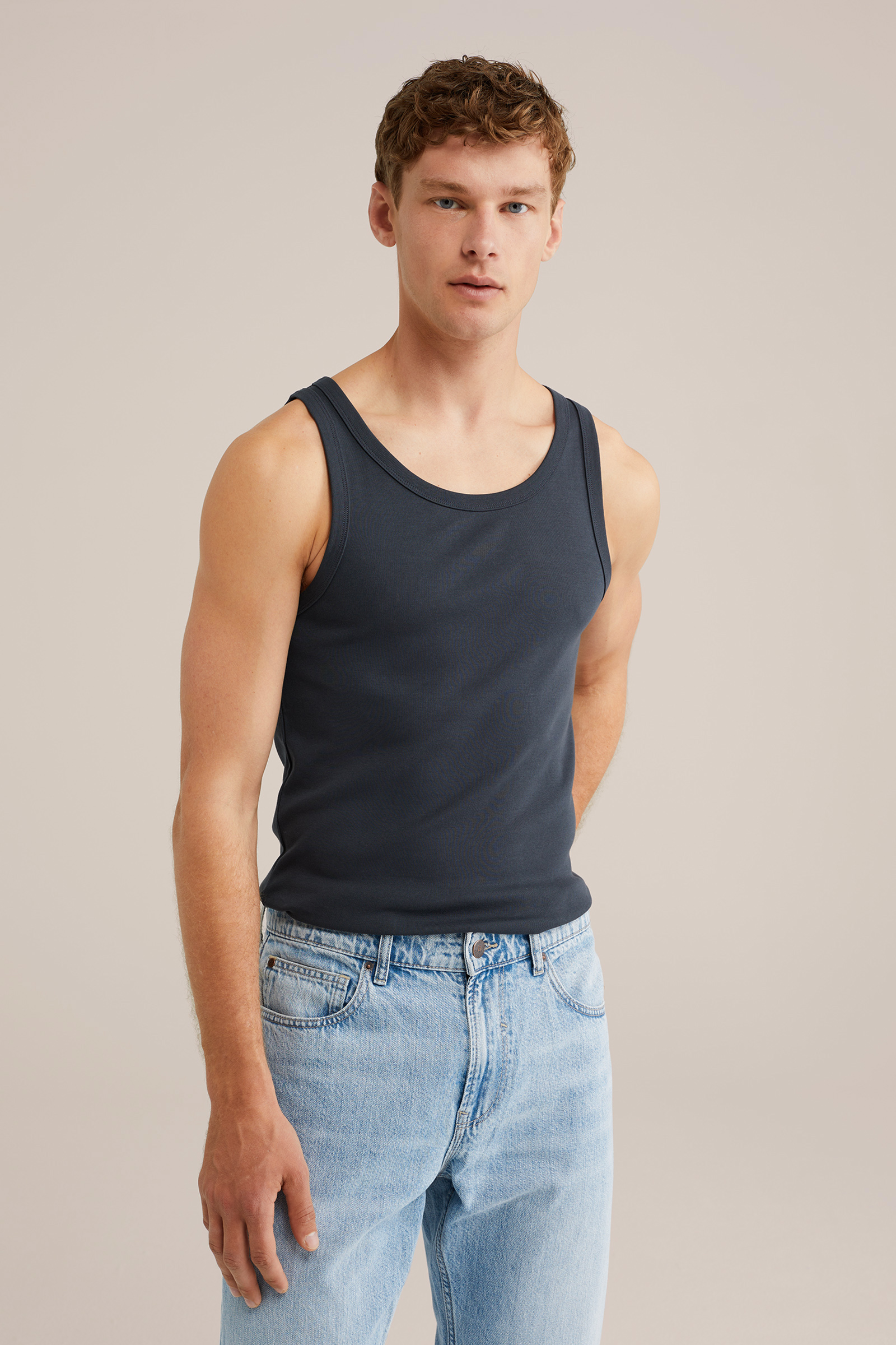 Heren Slim fit geribd singlet