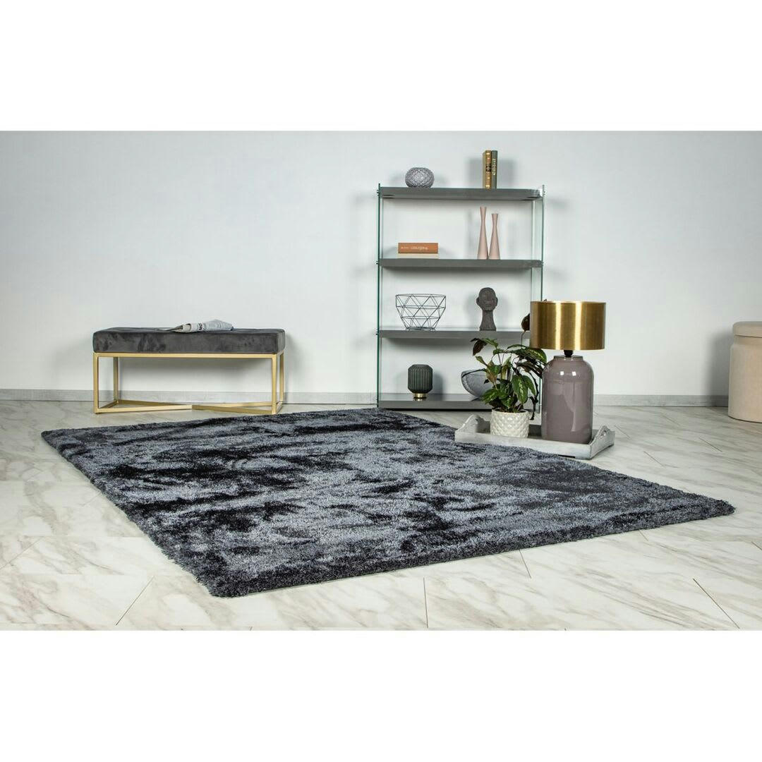 KARLA - Tapis uni design en polyester graphite 120x170