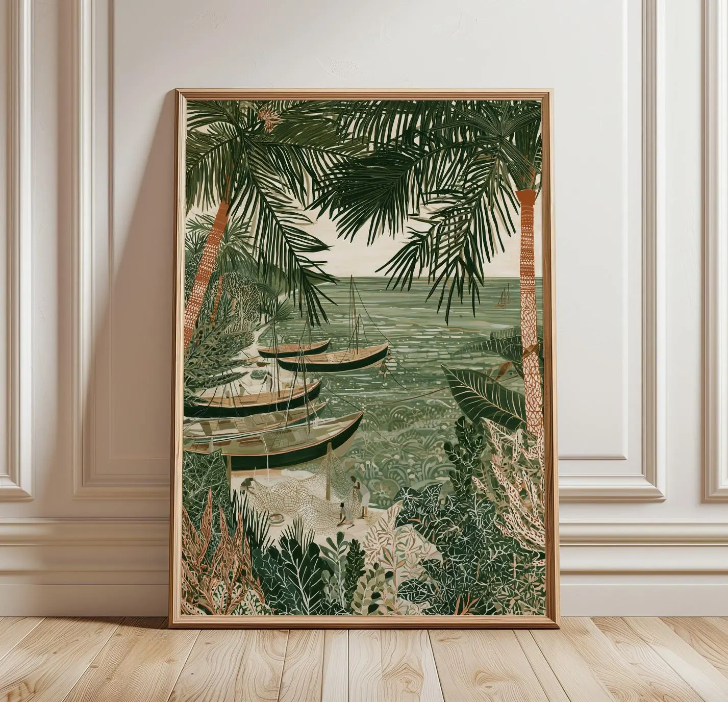 Tropical Beach Art Print | Palm Tree Coastal Landscape Poster