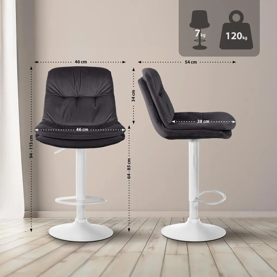 CLP Barkruk Laurel zwart Frame - Fluweel - zwart