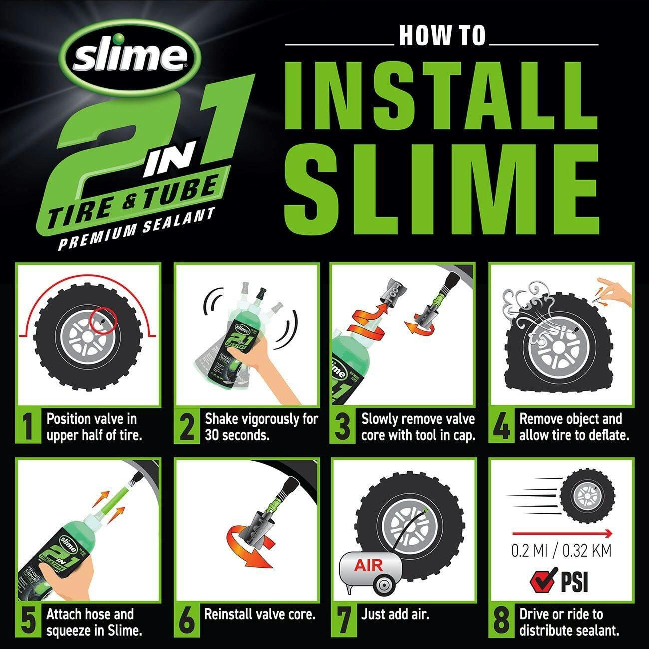Slime® 2-in-1 Tire & Tube Puncture Repair Sealant, 946-mL