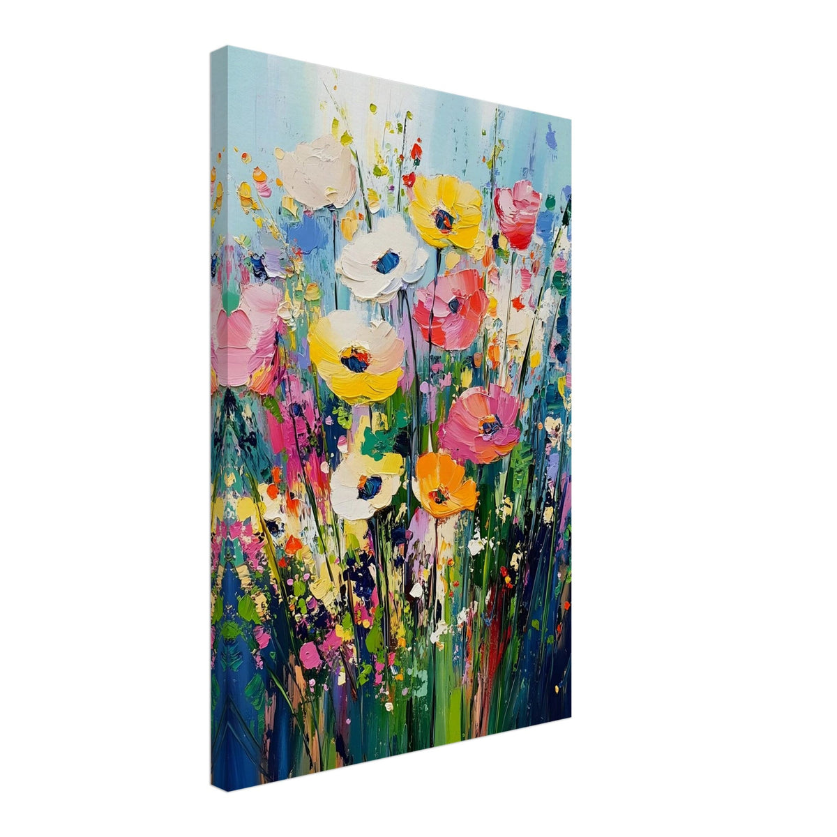 Artfulprints Canvas Colourful flowers canvas - 40x60 cm - Meerkleurig