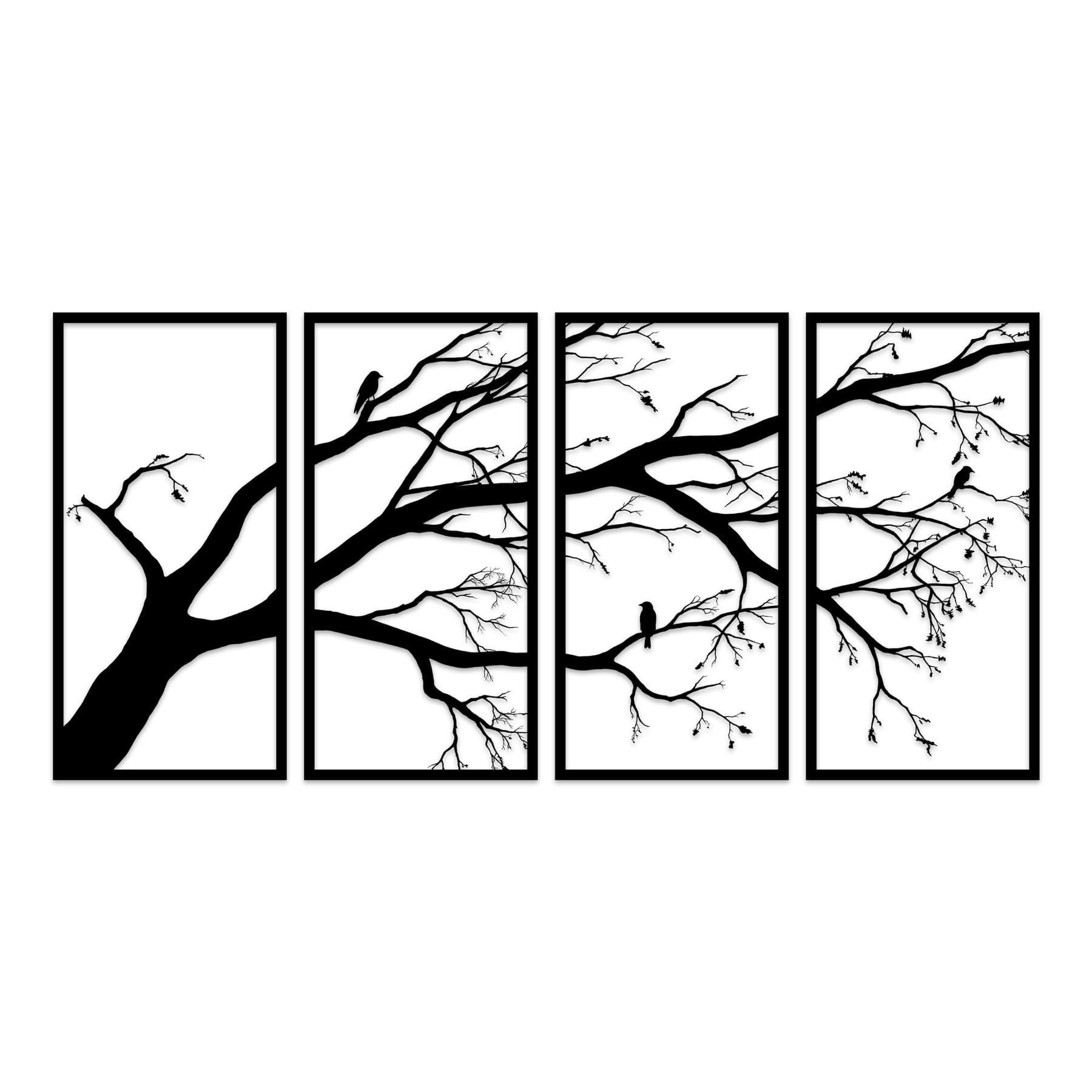 - Décoration murale arbre de vie horizontal en métal noir 120x60 cm
