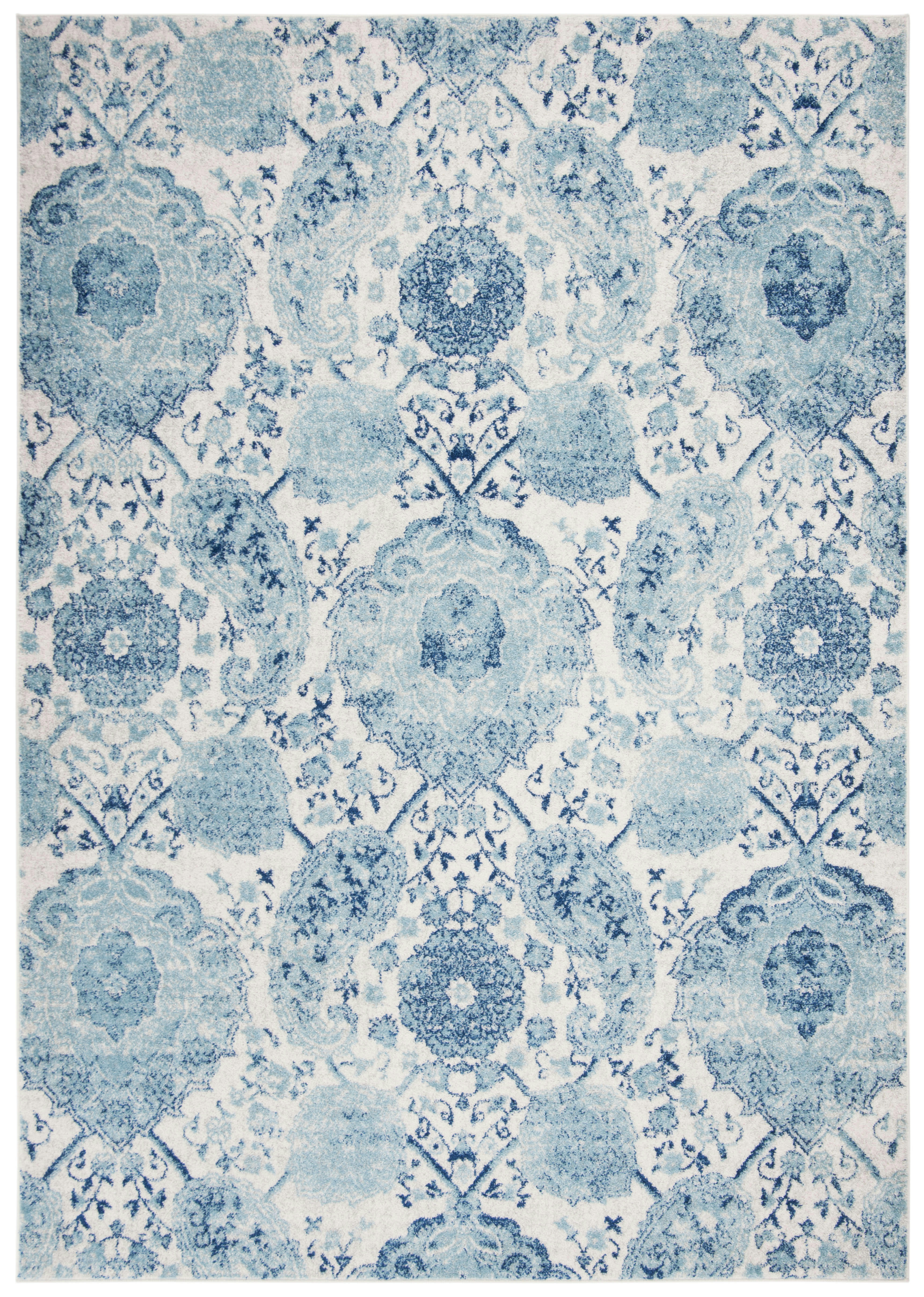 MADISON - Tapis de salon interieur en crème & turquoise, 201 x 279 cm