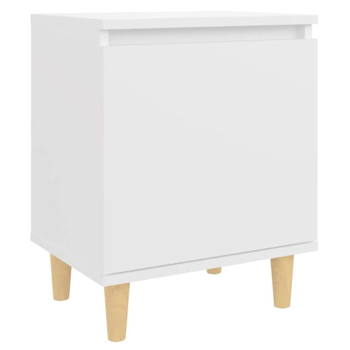 NNEVL Bed Cabinet with Solid Wood Legs White 40x30x50 cm
