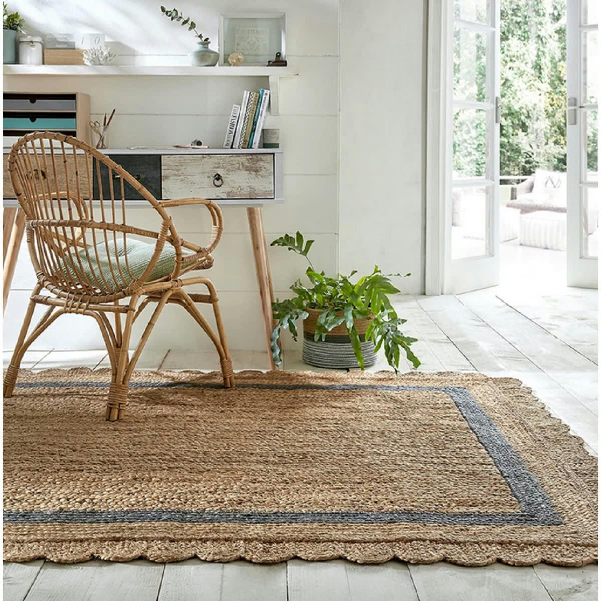 FLOWER JUTE - Tapis de salon en Jute Beige 200x290 cm