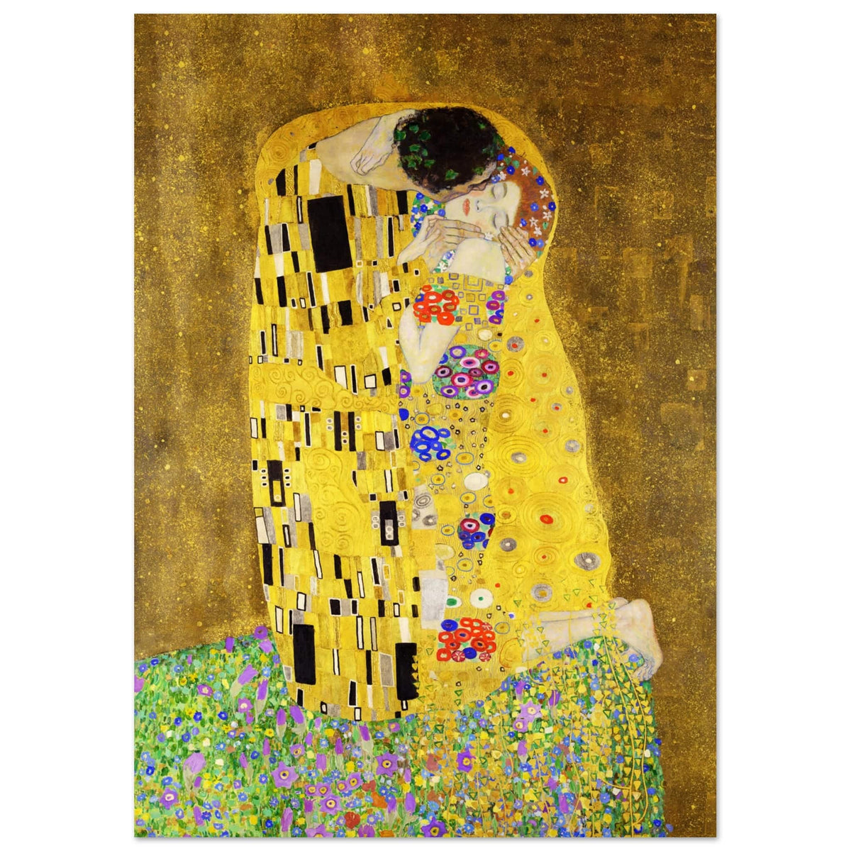 Artfulprints Poster Gustav Klimt - The kiss  - A4 21x29.7 cm - Geel