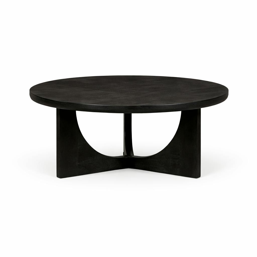 Table basse ronde noire à 3 pieds Ø80 cm ALMA