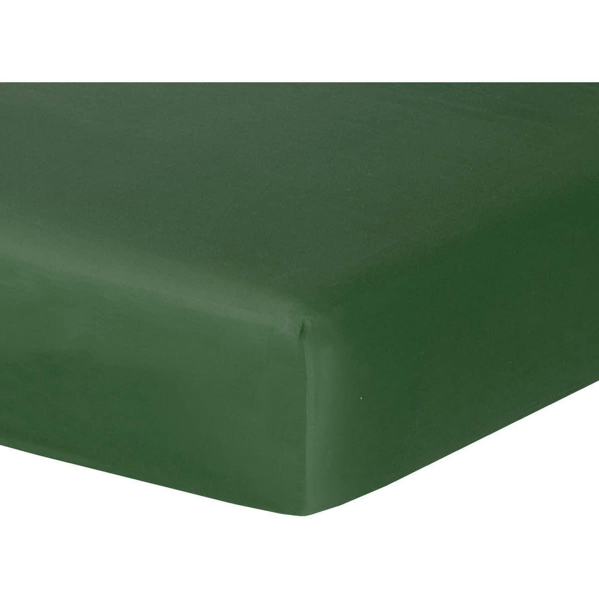JULIA - Drap housse satin de coton  160x200x30 vert sauge