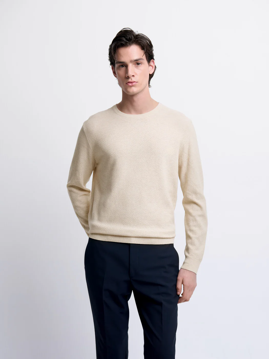 Pull col rond en coton bio