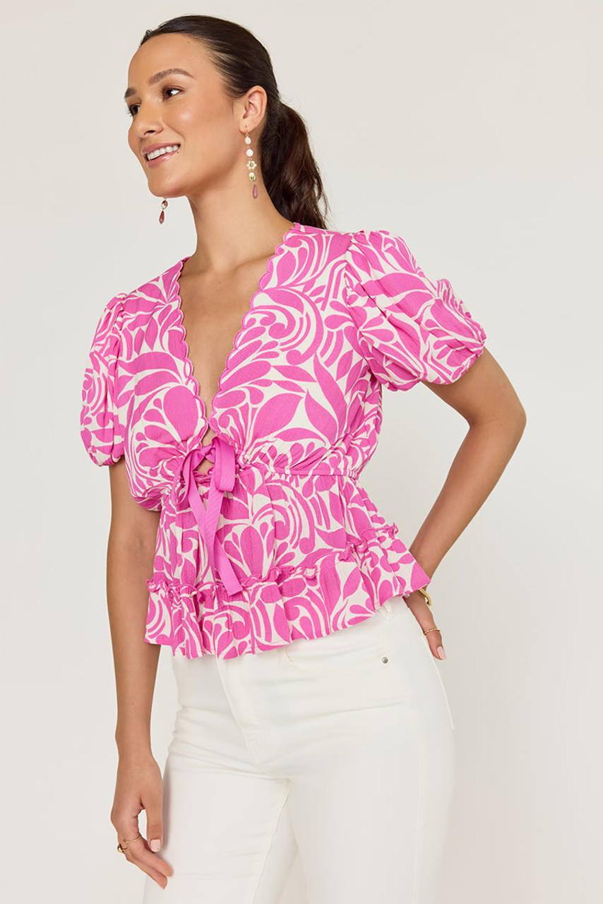 Mona Floral Front Tie Blouse