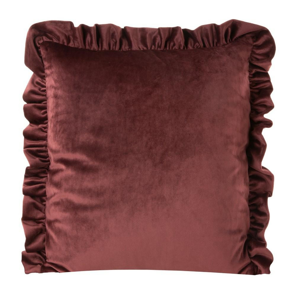 Poszewka 45x45 Velvet czerwona falbanka welurowa