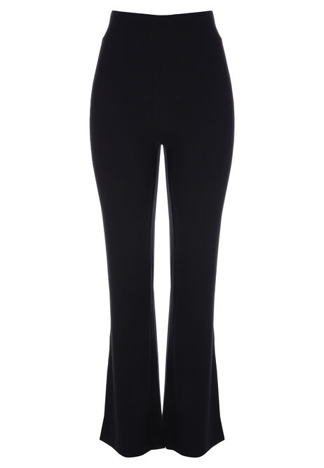 Womens Black Ribbed Flare Trousers