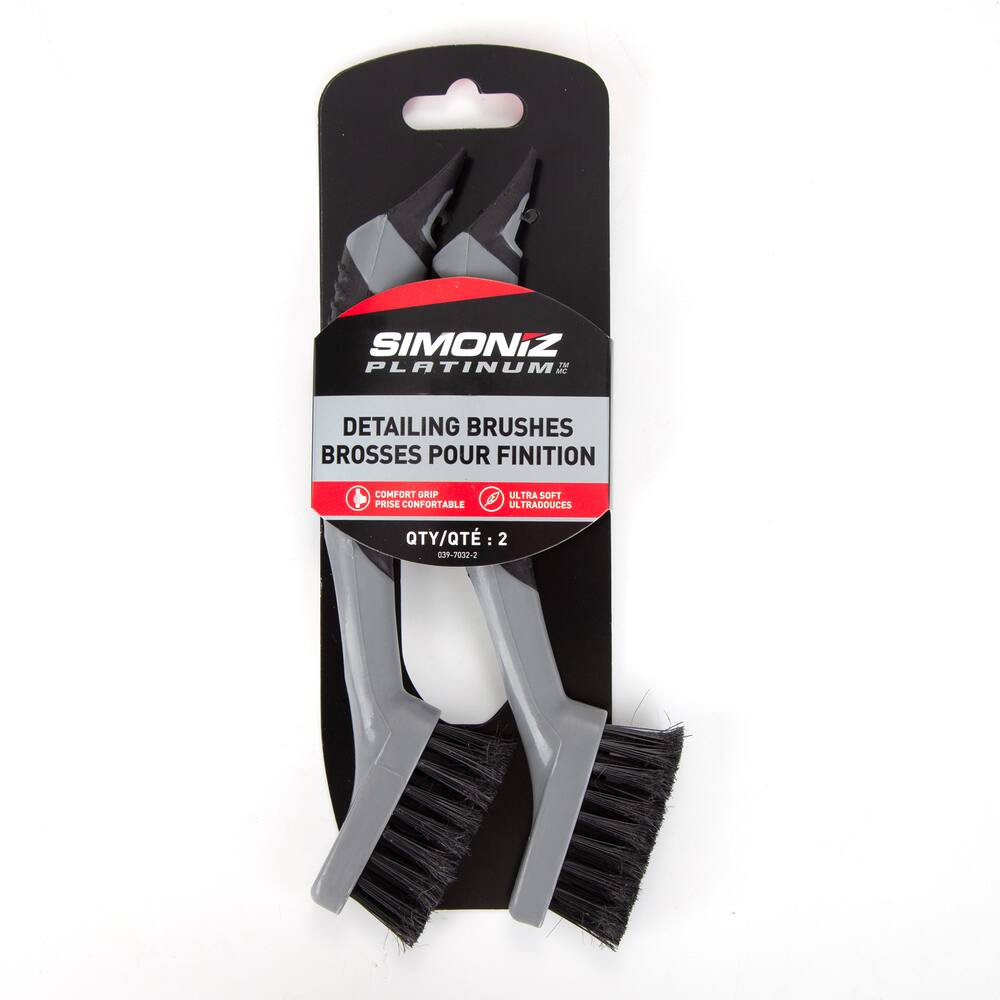 SIMONIZ Platinum Comfort-Grip Non-Slip Ultra-Soft Scratch-Free Car Cleaning Auto Detailing Brushes, 2-pc