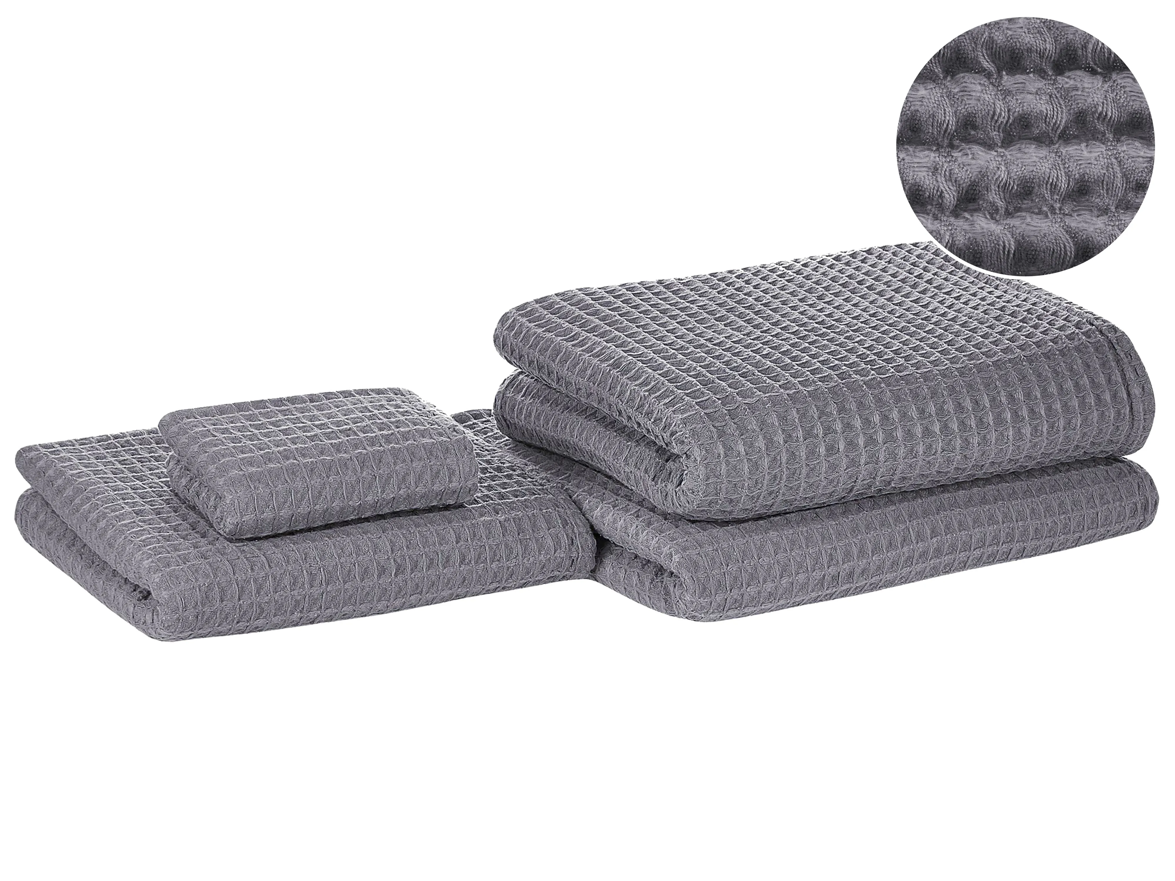 Set of 11 Towels AREORA Cotton Light Grey
