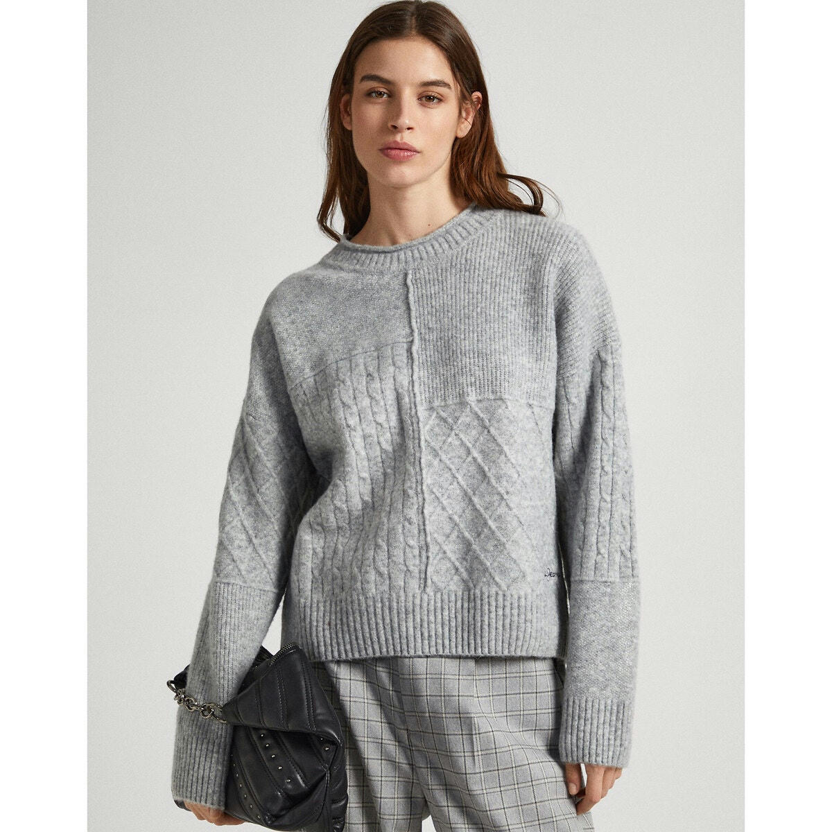 Pull maille mousseuse, col rond